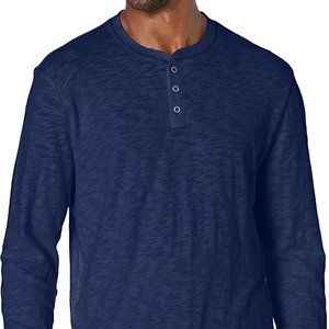 Lucky Brand Men's Snap Long Sleeve Henley Blue Size Large or XXL NEW